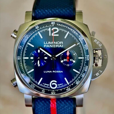 Panerai Luminor Chrono Luna Rossa esfera azul - Juego completo de coleccionista triple caja Foto 1 de 4