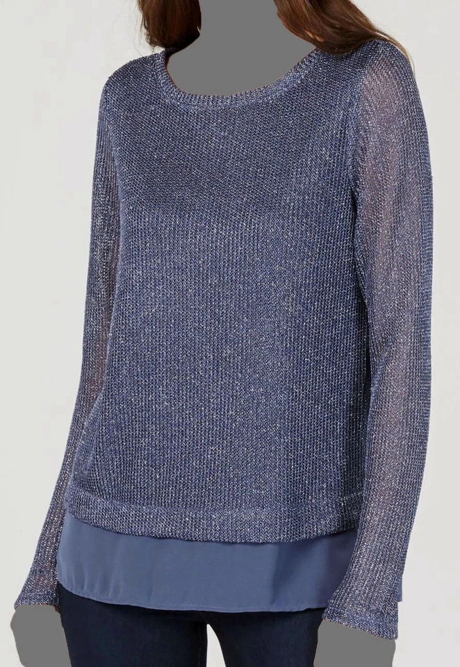 Inc International Concepts Womens Blue Metallic Pullover Sweater Size XL
