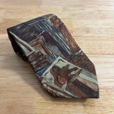 Corbata Ermenegildo Zegna para hombre 100 % seda estampada abstracta oscura 4" x 56" Foto 1 de 4