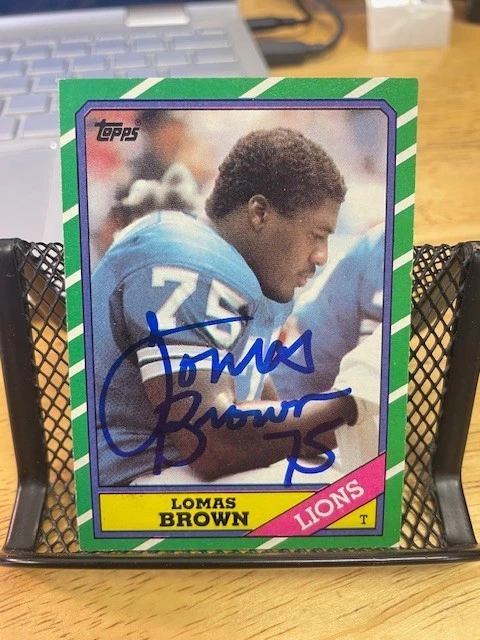 洛马斯·布朗 1986 年 Topps 亲笔签名签名新秀卡 Gators 底特律狮子会 — 第 1/1 张图片