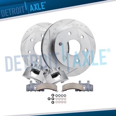 Front Drilled Rotors + Calipers & Brake Pads for K1500 K2500 Tahoe Yukon Blazer - Image 1 of 4