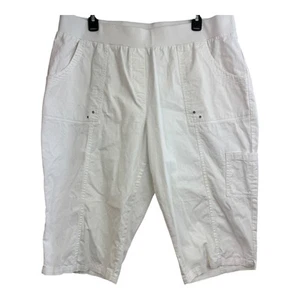CJ Banks Cargo Capri Übergröße 18 W weiß Pull On hat Taschen A64 - Bild 1 von 10