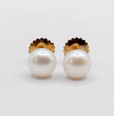 Puces d'oreilles antique or rose 18k perle de culture (circa 1900) - Immagine 1 di 4