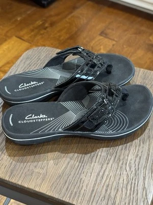 Clark’s Cloud Stepper Slide Negro Charol Superior Mujer’s Talla 6 Foto 1 de 4