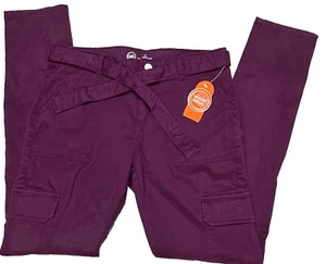 Wonder Nation Girls Cargo Velour Stretch Pants Adjustable Waist Sz 18 Purple New - Picture 1 of 10