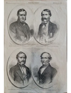 Incisione blocco legno Lord Lyons Henri Mercier Harper's settimanale 1861 epoca guerra civile - Foto 1 di 3
