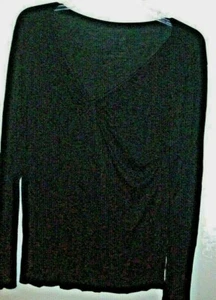mujer negro manga larga peso ligero talla L fruncido busto delantero transparente bonito - Imagen 1 de 5