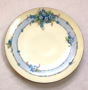 J & C Bavaria Plate Hecklin Studio Mpls. Blue Flowers Gold Rim 6 1/2" Vintage - Bild 1 von 7