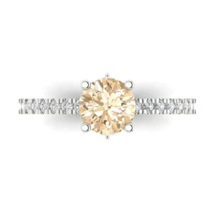 1.465Ct Round Cut Natural Morganite Engagement Ring for Women, 14K White Gold - Picture 1 of 11