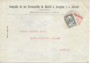 Spanien. Umlaufbrief halbierte Briefmarke 30 cts und lokale 5 cts von Sevilla - Bild 1 von 2