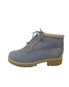 Timberland Blue Lace Up Boots Size 5 US7 Women Leather Chunky Sole Chukka Nellie - Picture 1 of 14