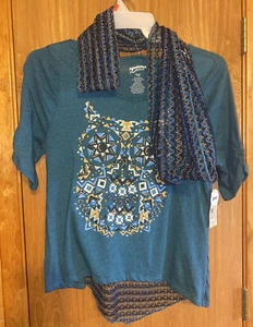 Girl’s /Junior’s~Arizona Jeans~Vintage Teal Owl Short Sleeve Shirt Size XXL 20.5 - Picture 1 of 9