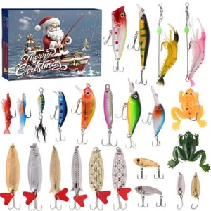 Fishing Tackle Advent Calendar Christmas Gift 24 Days Countdown Fishing Set Men - Picture 1 of 16