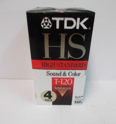  Paquete de 4 cintas de video VHS en blanco TDK T-120 ¡NUEVAS! ¡Sellado de fábrica! Foto 1 de 2