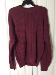 Bass Medium Sweater Burgundy New With Defects Men Cotton NWT Chunky Knit - Foto 1 di 8