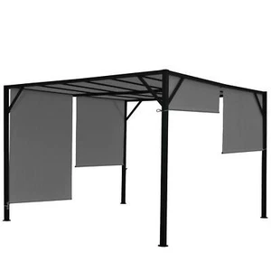 Pergola Beja, Pavillon Garten, 6cm-Stahl-Gestell + Schiebedach grau 3x3m - Bild 1 von 8