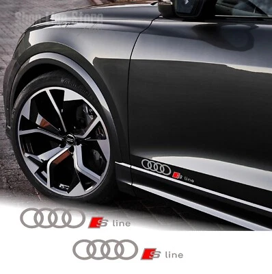 WORLDCUSTOMCHOPPER 2 Adesivi Stickers Sotto Porta Compatibili con Audi Logo S line A3 A4 Q3 Q5