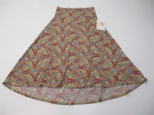 new LULAROE Women's Size XS Jersey Stretch Blue/Orange Floral A-Line Skirt - Picture 1 of 6