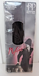 Pretty Polly Vintage Black Nylons Stockings Shoe 3-5, Night Out, Artist, Daily - Picture 1 of 9