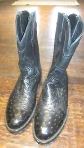 W@W Allen's Austin Full Quill Ostritch Boots - 12EE Roper Black - Picture 1 of 15