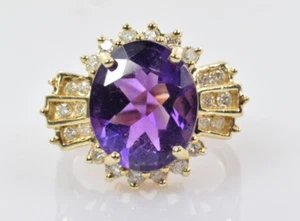 Anello filigrana ametista e diamanti in oro giallo 14 kt 3,62 carati misura 5,5 - Foto 1 di 7