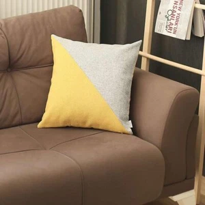 18 X 18 Grey And Yellow Geometric Zippered Handmade Polyester Throw Pillow Cover - Picture 1 of 4