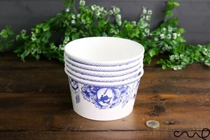 Set 5 ciotole di carta food grade shabby chic festa cibo snack rotonde blu e bianche - Foto 1 di 7
