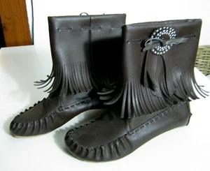 Süße Indianer Boots Slouch Stiefel Größe 37 Braun Fransen Mokassin Kayla Leder - Bild 1 von 3