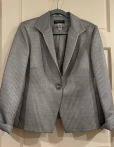 EUC Jones New York Collection Metallic Silver Textured Blazer Size 14W - Picture 1 of 6