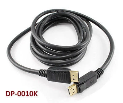 10ft DisplayPort Gold-Plated Male to Male Monitor A/V Cable w/ Latches, DP-0010K - Image 1 of 2
