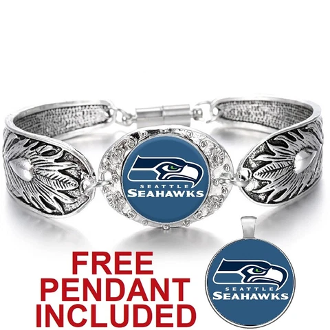 New Style Seattle Seahawks Women's Sterling Silver Bracelet Football Gift D3 Cover