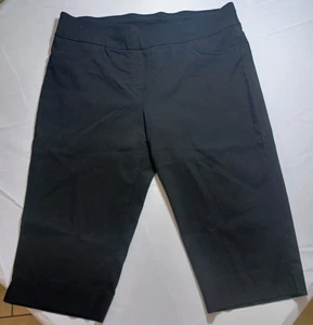 RUBY RD. WOMEN'S CAPRI PLUS SIZE 24W BLACK SOLID PULLOVER FLAT FRONT D1 - Picture 1 of 3