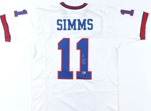 Phil Simms Autographed White Pro Style Jersey - Beckett W Hologram *Silver - Picture 1 of 3