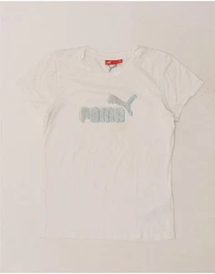 PUMA Womens Graphic T-Shirt Top UK 12 Medium White Cotton AL05 - Picture 1 of 4