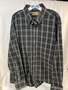 Field & Stream Black Tartan Long Sleeve Button Down Mens Shirt XL Leather Tag - Picture 1 of 10