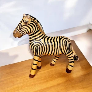 Sermel Paper Mache Hand Painted ZEBRA Folk Art Tonala Jalisco Mexico Signed - Picture 1 of 12