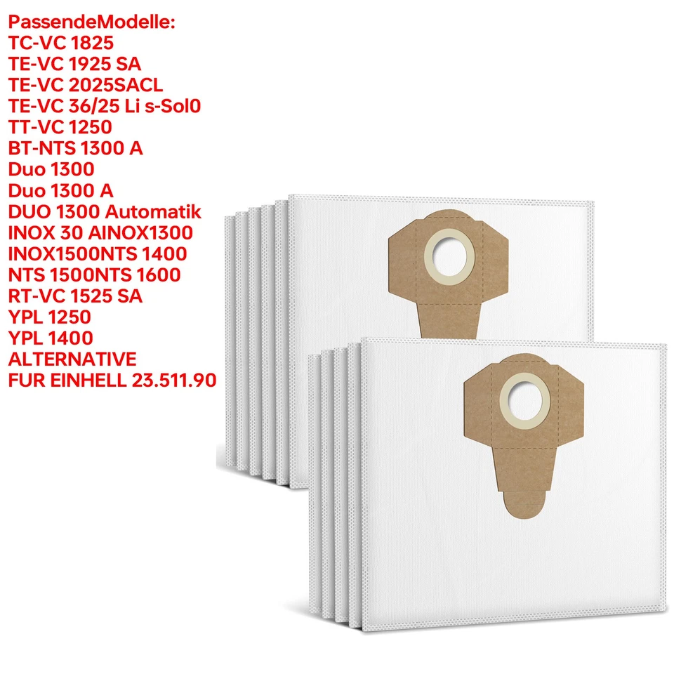 für Einhell TC-VC1820S Beutel Staubsaugerbeutel 25L Kompatibel mit RT-VC 1525 SA - Bild 1 von 4