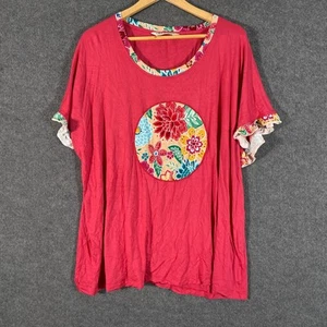 Taking Shape Pyjama Shirt Womens 22 Plus Pink White Flowers Sleepwear Sleep Top - Picture 1 of 11