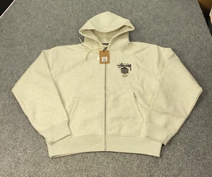 Felpa con cappuccio e zip Stussy X Dover Street Market DSM World Tour da uomo XL Ash Heather nuova con etichette - Foto 1 di 8