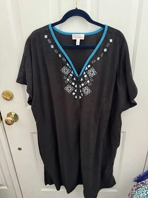 Vestido negro para mujer Stan Herman con cremallera con bordado talla 3X.   A-232 Foto 1 de 3