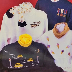 Sue Hillis Shimmering Stitches Ice Cream Taxi Sweater Duplicate Cross Stitch Vtg - Picture 1 of 4