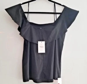 THEORY AYLEEN T BLACK CAHLIWAY SHIRTING TOP size 10 NWT $195 - Picture 1 of 7