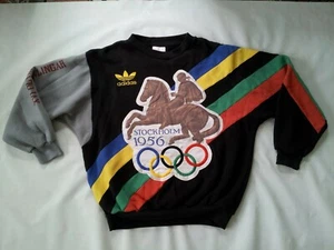 FELPA VINTAGE RARA ADIDAS 1952-56 HELSINKI STOCKHOLM OLIMPICS TAGLIA M - Foto 1 di 7