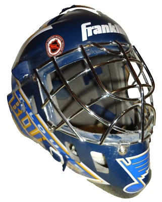 2002/2003 复古退役设计全尺寸 NHL 圣路易斯蓝调守门员面具/头盔 — 第 1/4 张图片