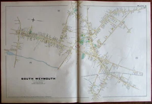 South Weymouth Norfolk County Massachusetts 1888 large detailed map - Picture 1 of 3