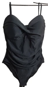 *NWT* $120 Relleciga Women's XL One Piece Black Swimsuit Ruched Ruffles #950 - Picture 1 of 3