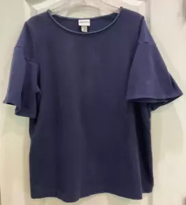 Ava & Viv Womens Heavyweight T-Shirt Style Top Sz 1X Navy Blue Short Sleeve 197 - Picture 1 of 7