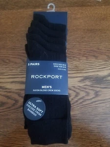 Mens Rockport Black Dress Socks 5 Pair Sock Size 10-13 - Picture 1 of 3