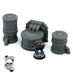 3x Cubas Silos Tanques de Fermentación 28mm Mesa Terreno Paisaje Grimdark Ciencia Ficción - Imagen 1 de 3