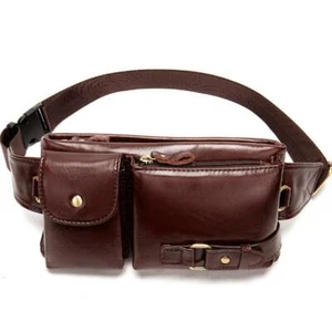 Genuine Leather Men Fanny Pack Waist Bag Shoulder Bags Crossbody Leisure Bag - Picture 1 of 8
